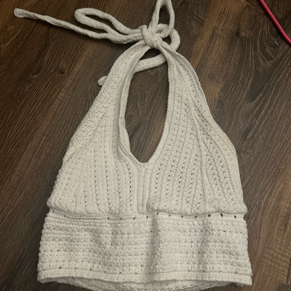 White Crochet Halter Top